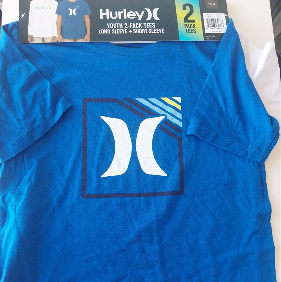 3/$30 Hurley Boy's 👦 Classic Crew Neck Graphic Logo T-shirt 2pk - Picture 3 of 11